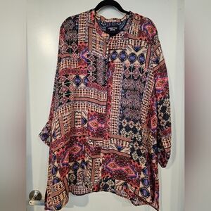 Johnny Was Workshop Geometric Pattern Tunic Top